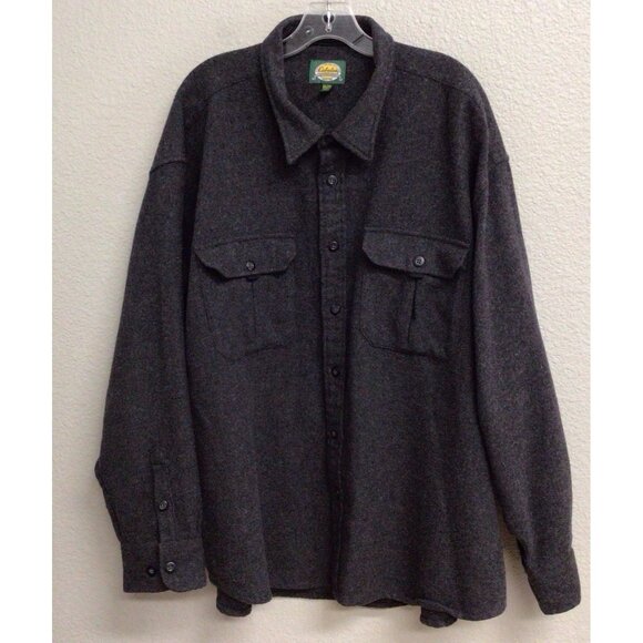 Cabela's Men's 100% Wool Shirt Size 3XL Gray Pockets Outdoors Button Front - Picture 1 of 11